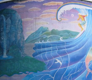 Raglan Water Tower Mural- Falls and Surf