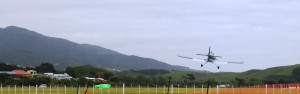 Aircraft landing at Raglan Airfield