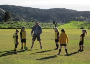 Visiting team from Tauwhare limber up before their match