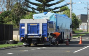 Route 23 bus gets tyre fixed