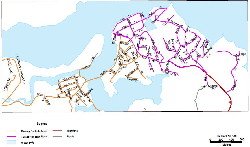 Normal days for Raglan kerbside collections - on day later next week.