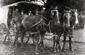 George McKie driving the coach whose arrival scared the horses.