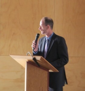 Waikato District CEO Gavin Ion at the official opening of the wharf in August 2012