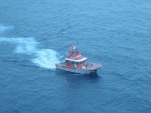 Raglan Coastguard's Gallagher Rescue heads out from Raglan to the crash site 30km south west of Raglan