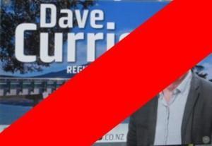 Dave Currie's election sign - quickly dispatched by the signage police