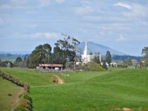 View of Mormon Temple and Mt Kakepuku on the Taitua – Tills Lookout walk.   Image John Lawson