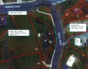 WDC plan showing the planned footpath