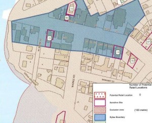 100 metre separation map showing no Psycho Substance outlets in Raglan. Map WDC