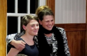 Frankie Reynolds receives the Best Young Talent Award from Linda Bulk of Aeronavics