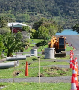 Storm water pipes ready for installation in James St