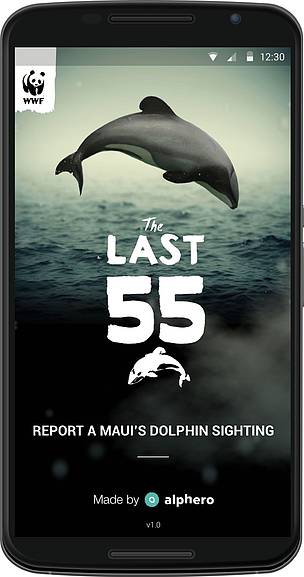 Screenshot of the new Maui Dolphin smartphone app. Image supplied