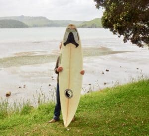 Ex Daniel Kereopa 6ft surfboard made by Hughes Shapes.