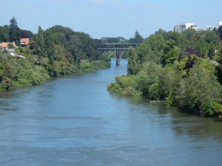 The Waikato River flowing through Hamilton. Image WDC