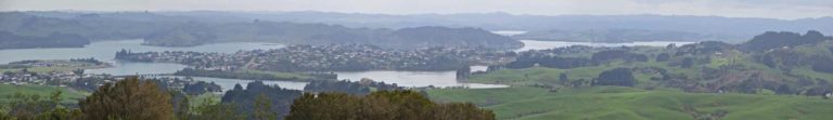 At Te Hutewai Rd – where the radio masts are, at 160 metres above Raglan, there are good views across harbour. Image John Lawson