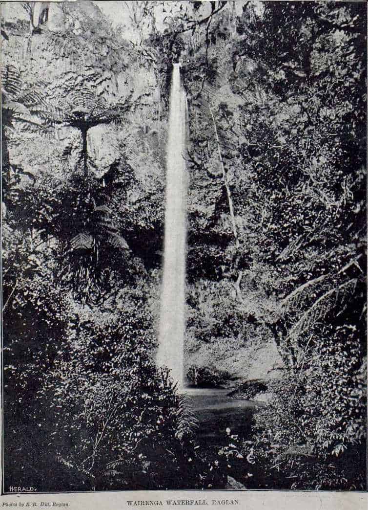 Wairēinga waterfall, not much changed since this 1898 photo