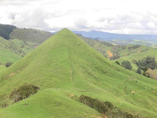 Heretu cone is 175m high with views to the Divvy and up the Cogswell Valley - Image John Lawson